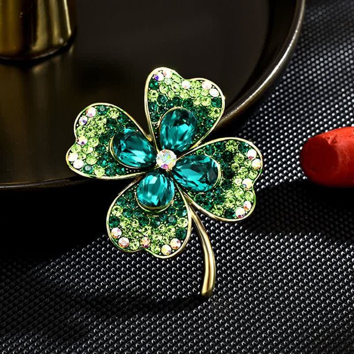 Spilla da donna con quadrifoglio fortunato verde - Verde - image 0