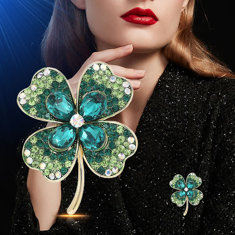 Spilla da donna con quadrifoglio fortunato verde - image 1