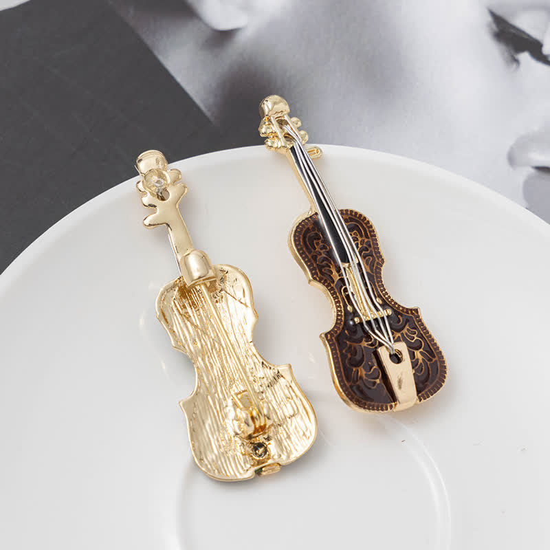Spilla smaltata creativa da donna a forma di violino musicale - image 1