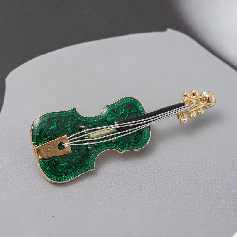 Spilla smaltata creativa da donna a forma di violino musicale - Verde - image 2