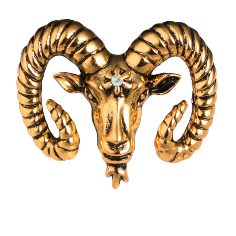 Spilla con testa di ariete da uomo, accessorio per animali - Oro - image 8