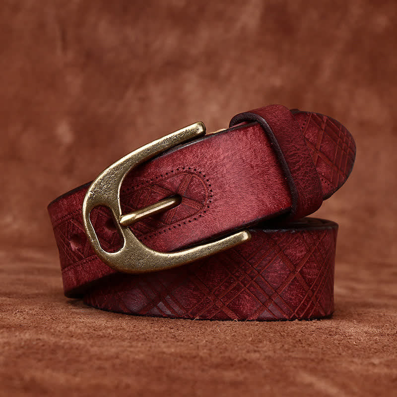 Cintura in pelle spessa con stampa a diamante personalizzata - Rosso - 46 - image 11