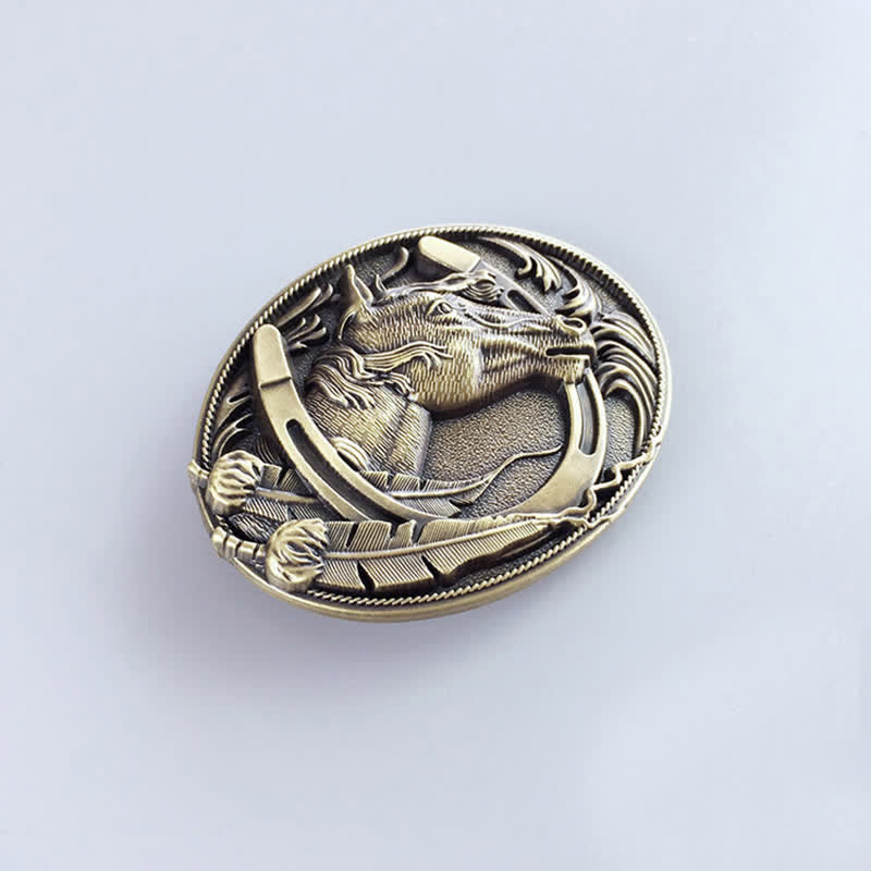 Cintura in pelle con fibbia a ferro di cavallo in bronzo fai da te da uomo - image 2