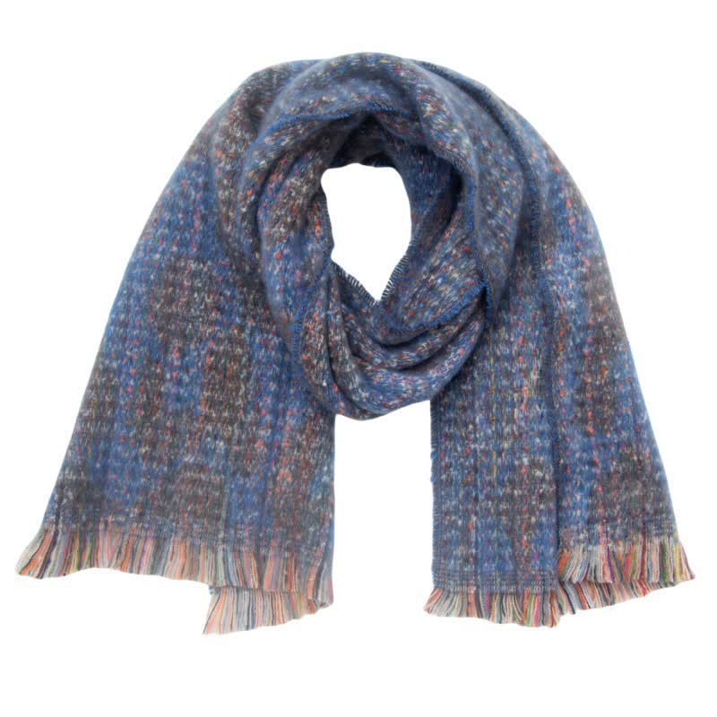 Sciarpa corta con frange e stampa leopardata unisex - Blu scuro - image 10