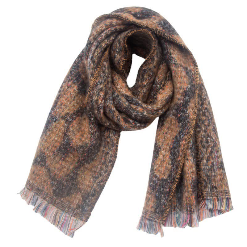 Sciarpa corta con frange e stampa leopardata unisex - Siena - image 1