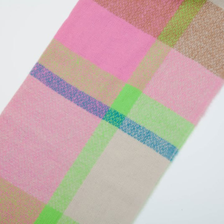 Sciarpa invernale con frange spesse a quadri arcobaleno unisex - image 7