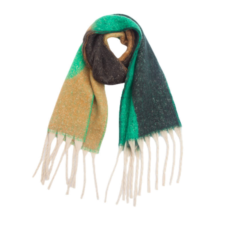 Sciarpa unisex spessa con nappa astratta colorata - Verde scuro - image 14