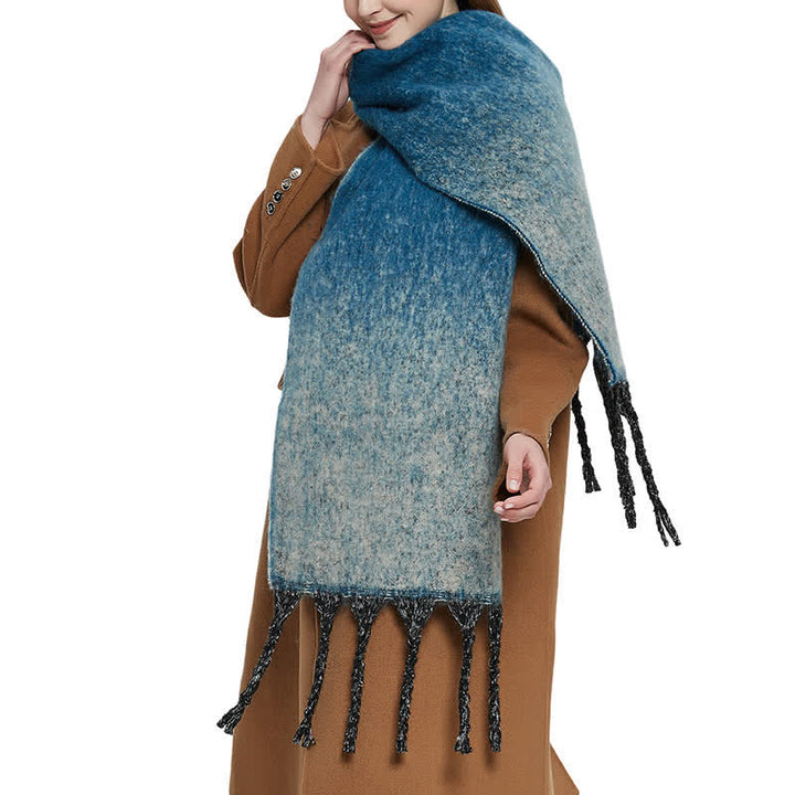 Sciarpa unisex con nappe colorate sfumate per il freddo - image 0
