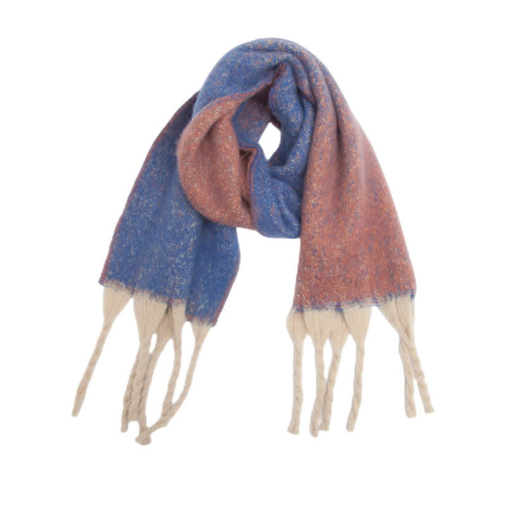 Sciarpa unisex con nappe colorate sfumate per il freddo - Blu reale e rosa - image 10