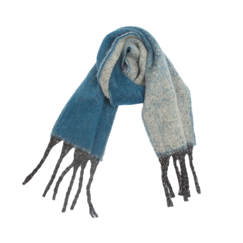 Sciarpa unisex con nappe colorate sfumate per il freddo - Blu - image 1