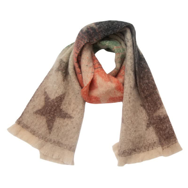 Sciarpa unisex spessa alla moda con stella a cinque punte - Verde e nero - image 1