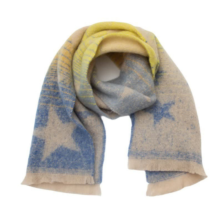 Sciarpa unisex spessa alla moda con stella a cinque punte - Blu e giallo - image 12