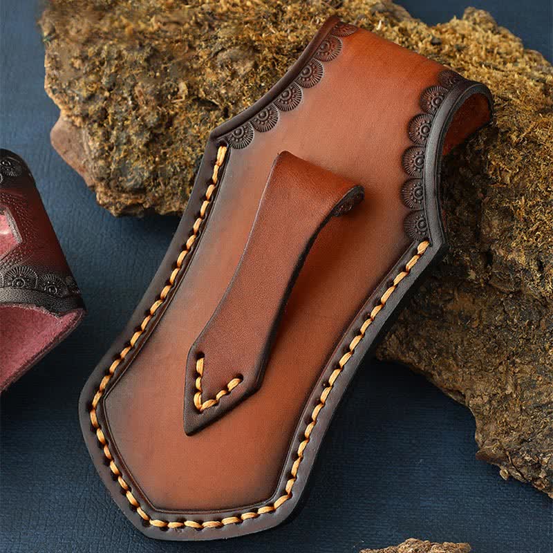 Retro Flip Cover Outdoor Activities Coltello pieghevole Fodero Cintura in pelle Borsa - image 6