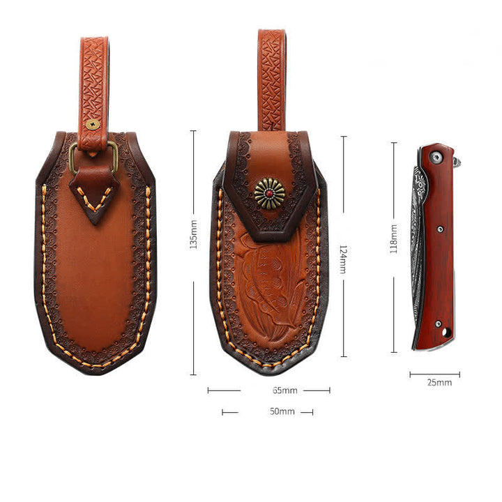 Fodero per coltello pieghevole con motivo in rilievo e borsa in pelle con cintura - image 6