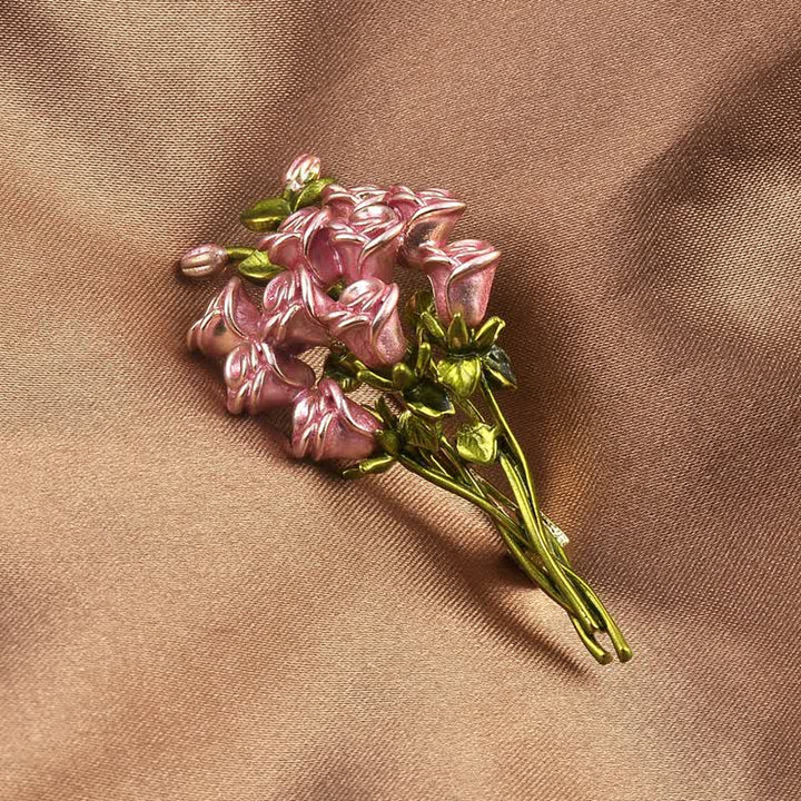 Spilla da donna con bouquet di rose rosa e verdi - Rosa e verde - image 0