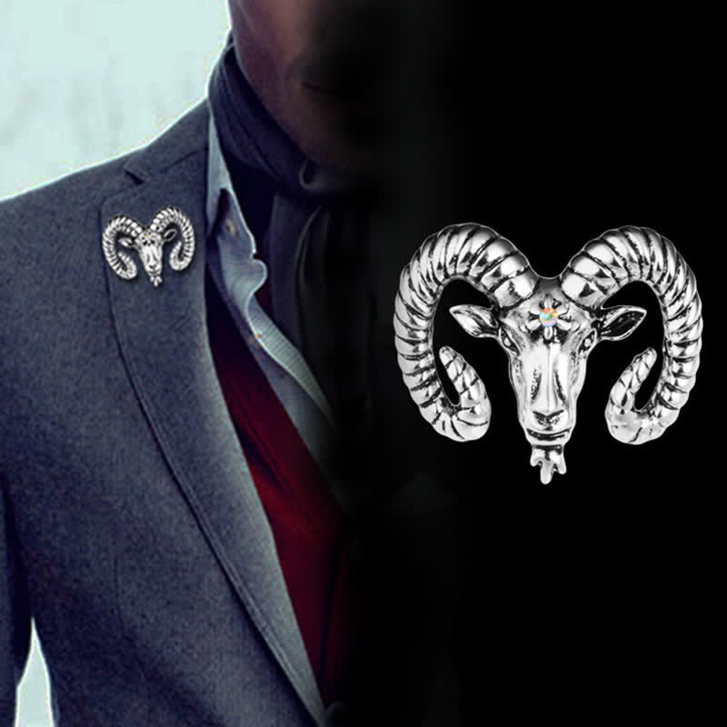 Spilla con testa di ariete da uomo, accessorio per animali - image 1