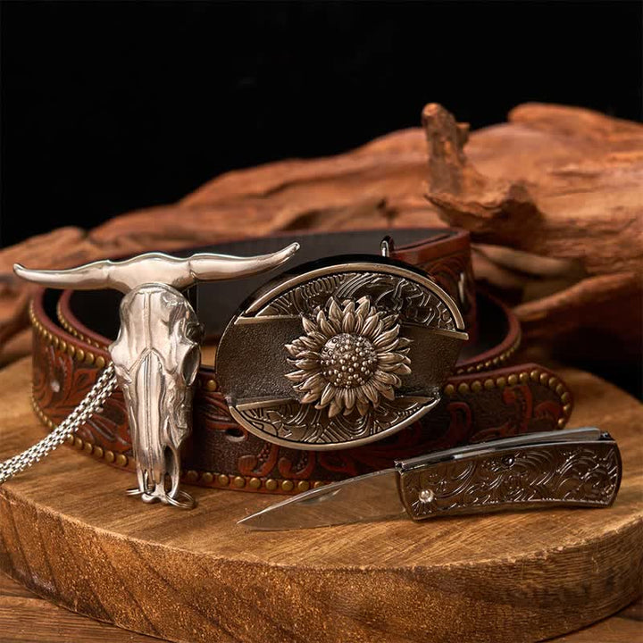 Gadget Western fai da te, fibbia per coltello nascosto, ciondolo a forma di toro Longhorn - image 0