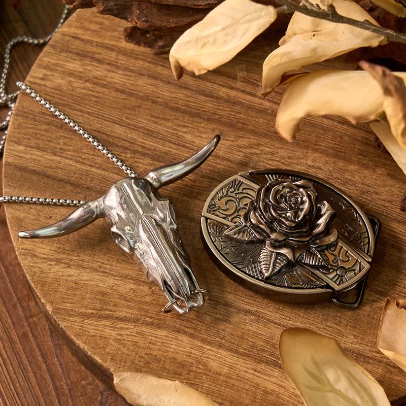 Gadget Western fai da te, fibbia per coltello nascosto, ciondolo a forma di toro Longhorn - Rosa - Senza cintura - Non incluso - image 20