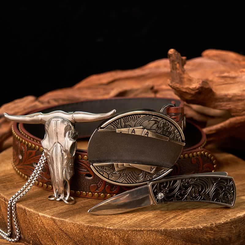 Gadget Western fai da te, fibbia per coltello nascosto, ciondolo a forma di toro Longhorn - image 56