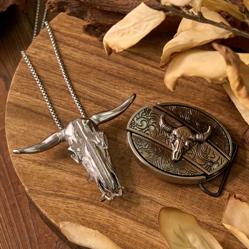 Gadget Western fai da te, fibbia per coltello nascosto, ciondolo a forma di toro Longhorn - Toro - Senza cintura - Non incluso - image 32