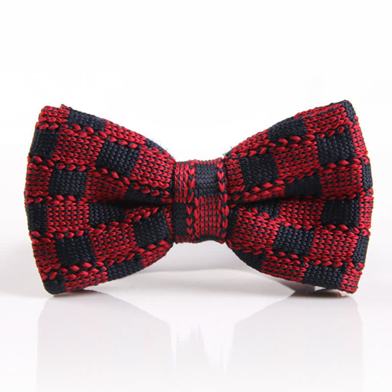Papillon lavorato a maglia con motivo a scacchiera da uomo - Rosso - image 0
