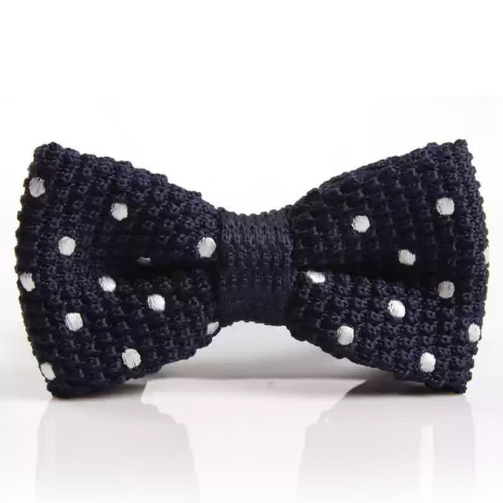 Papillon lavorato a maglia con pois vivaci da uomo - Blu notte - image 6