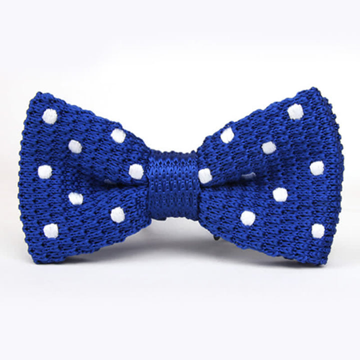 Papillon lavorato a maglia con pois vivaci da uomo - Blu Reale - image 4