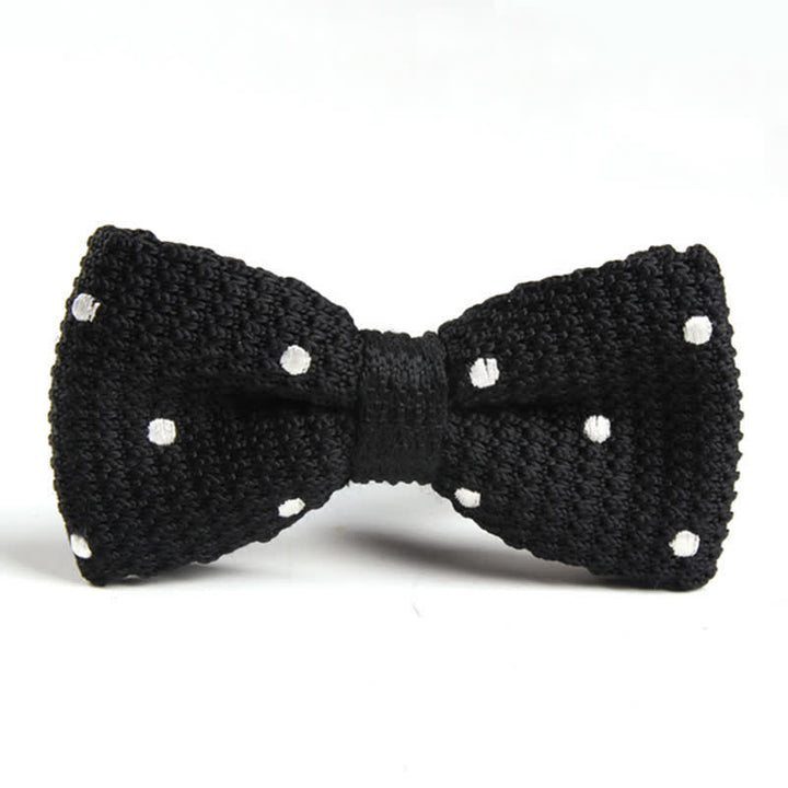 Papillon lavorato a maglia con pois vivaci da uomo - Bianco e nero - image 1