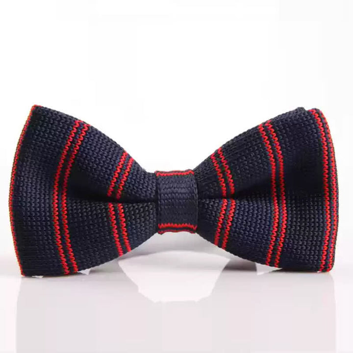 Papillon lavorato a maglia con motivo a righe semplici da uomo - Blu marino e rosso - image 1