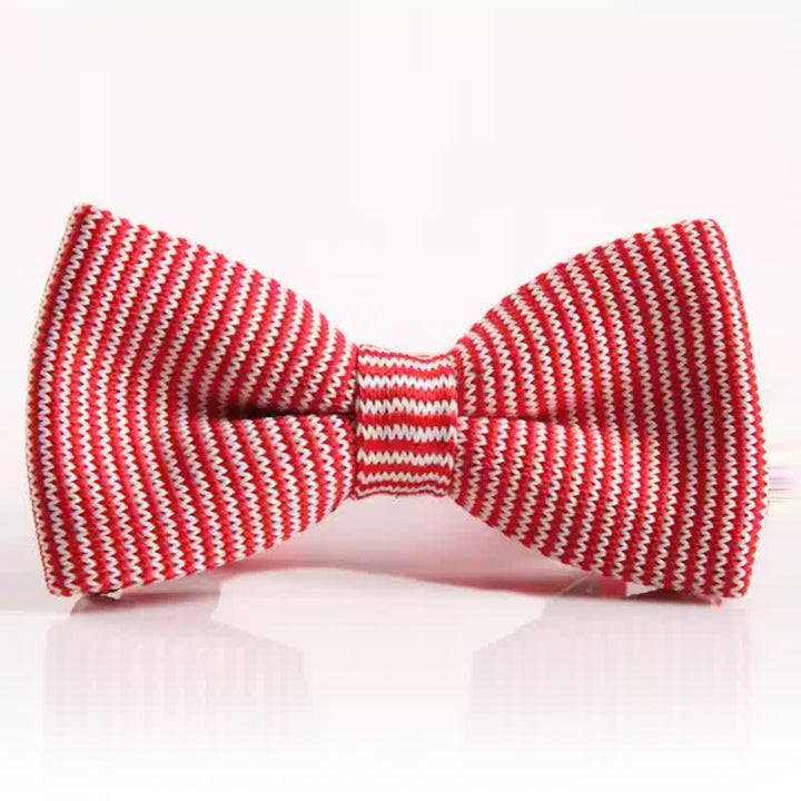 Papillon lavorato a maglia con motivo a righe semplici da uomo - Rosso - image 2