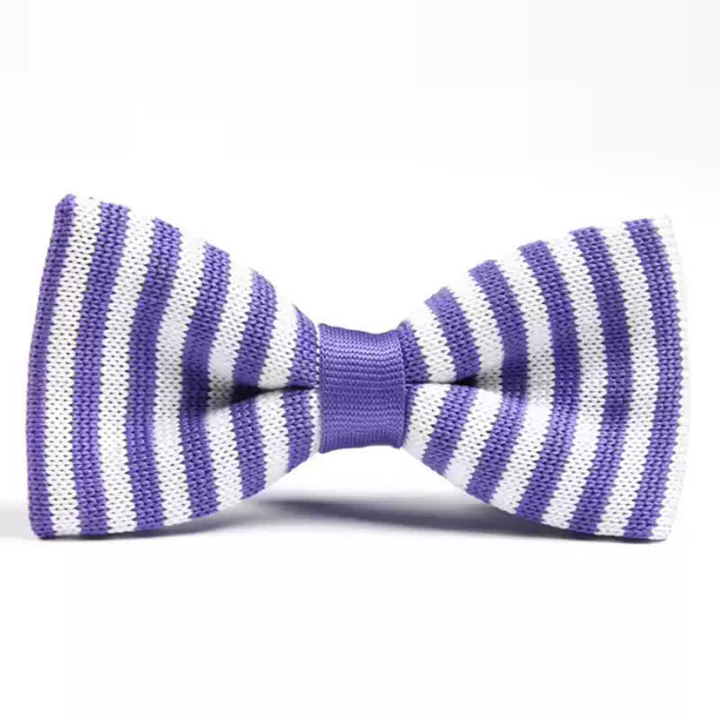 Papillon lavorato a maglia a righe, elegante e originale, da uomo - Viola - image 1