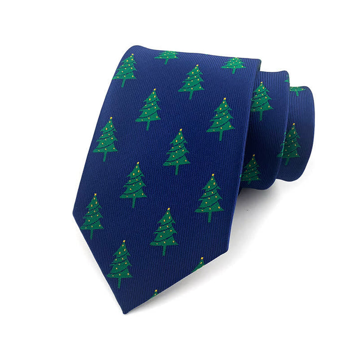 Cravatta da uomo con motivo festoso di alberi di Natale verdi - image 3