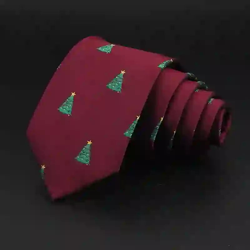 Cravatta da uomo con motivo festoso di alberi di Natale verdi - image 1