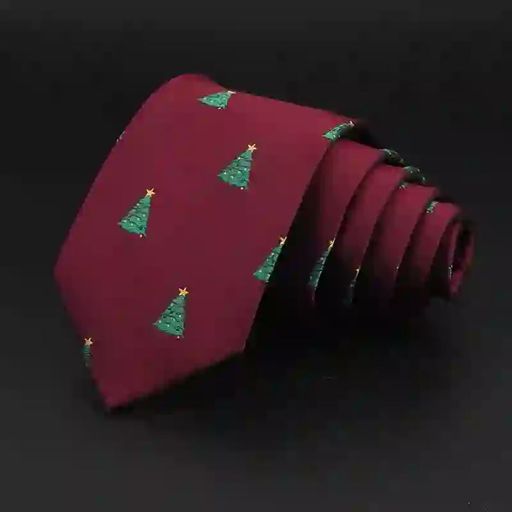 Cravatta da uomo con motivo festoso di alberi di Natale verdi - image 1