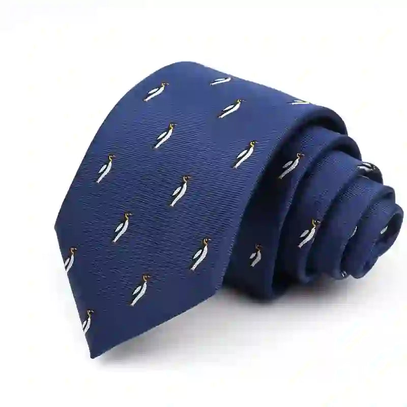 Cravatta da uomo con motivo a pinguino dei cartoni animati della marina - image 1