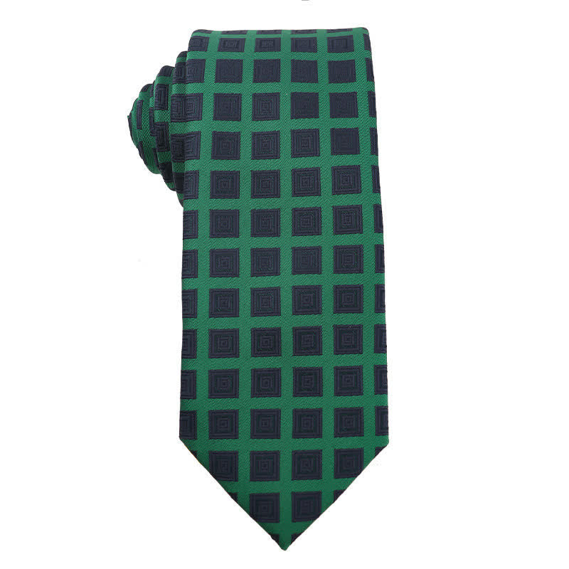 Cravatta da uomo a quadri floreali della serie verde scuro - Stile n. 8 - image 9