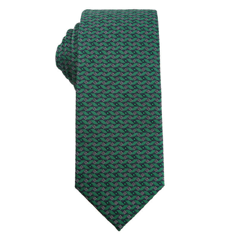 Cravatta da uomo a quadri floreali della serie verde scuro - Stile n. 5 - image 6