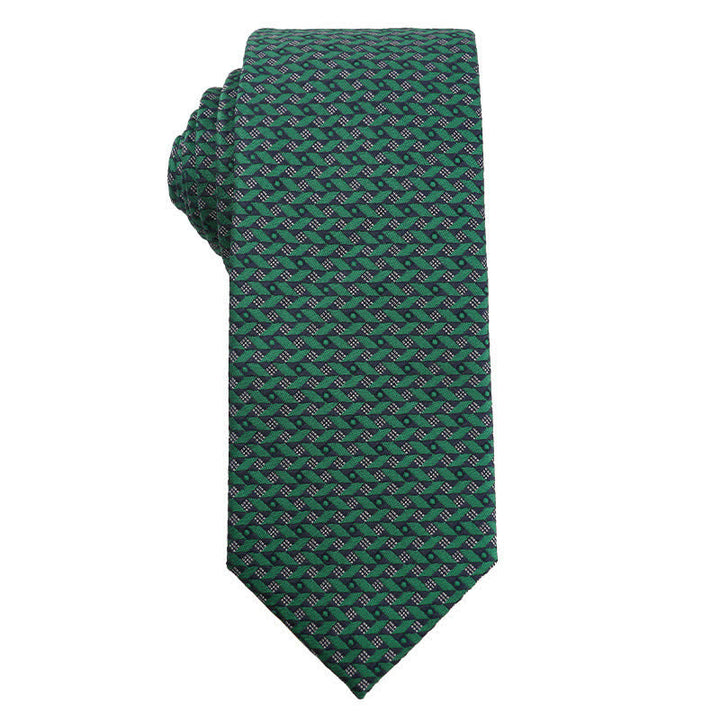 Cravatta da uomo a quadri floreali della serie verde scuro - Stile n. 5 - image 6