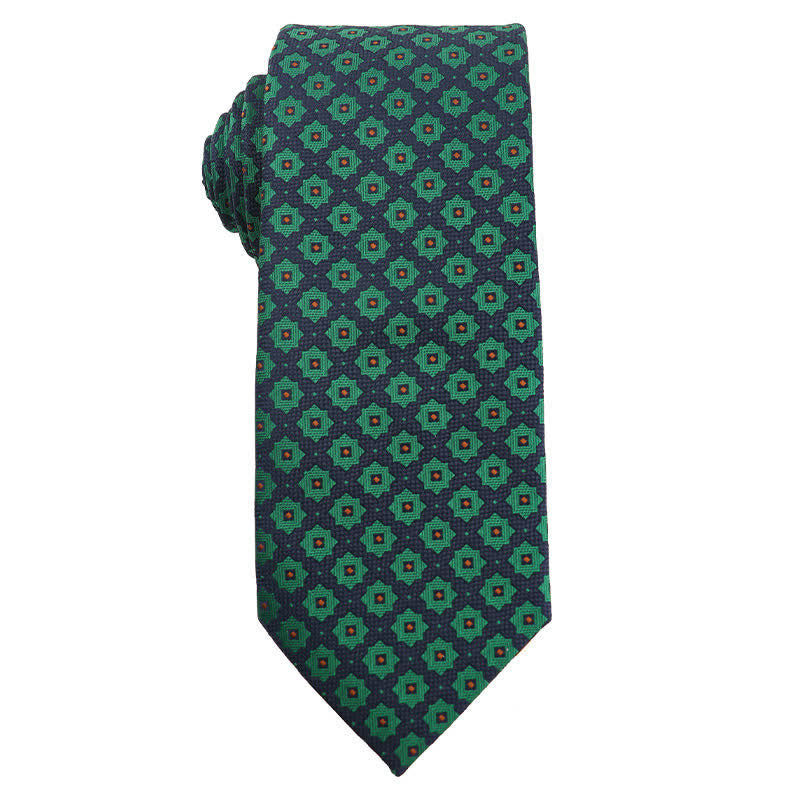 Cravatta da uomo a quadri floreali della serie verde scuro - Stile n. 6 - image 7