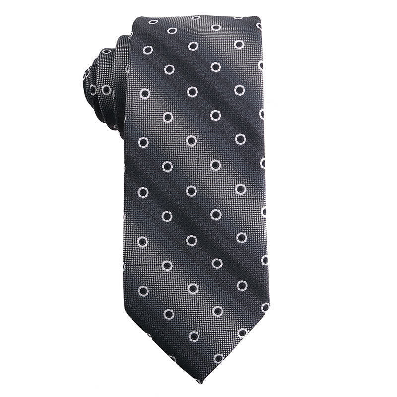 Cravatta da uomo a righe con pois paisley della serie grigio scuro - Stile n. 8 - image 9