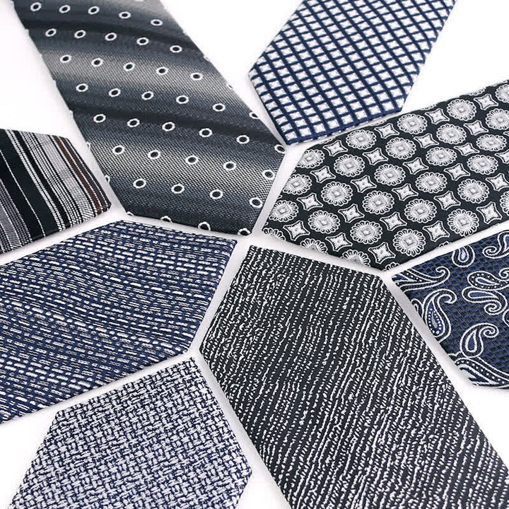 Cravatta da uomo a righe con pois paisley della serie grigio scuro - image 1