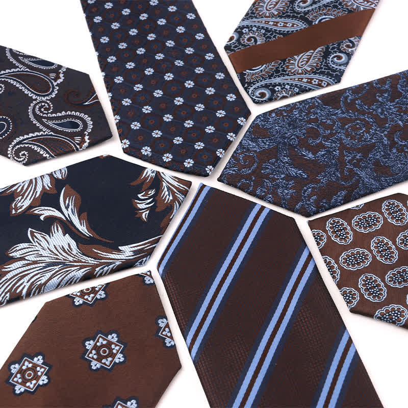 Cravatta a righe Paisley serie marrone caffè da uomo - image 1