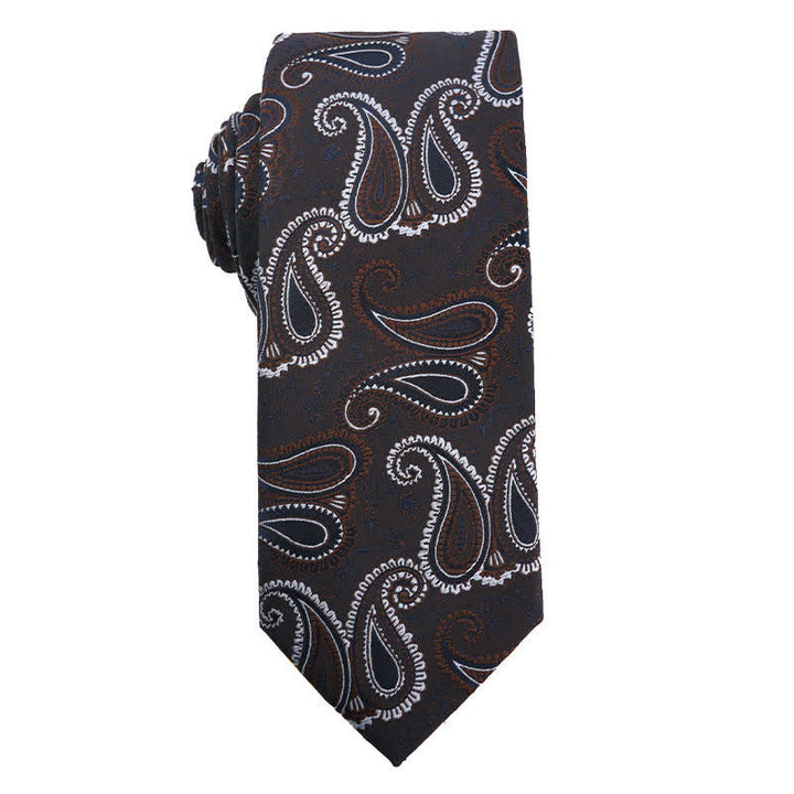 Cravatta a righe Paisley serie marrone caffè da uomo - Stile n. 1 - image 2