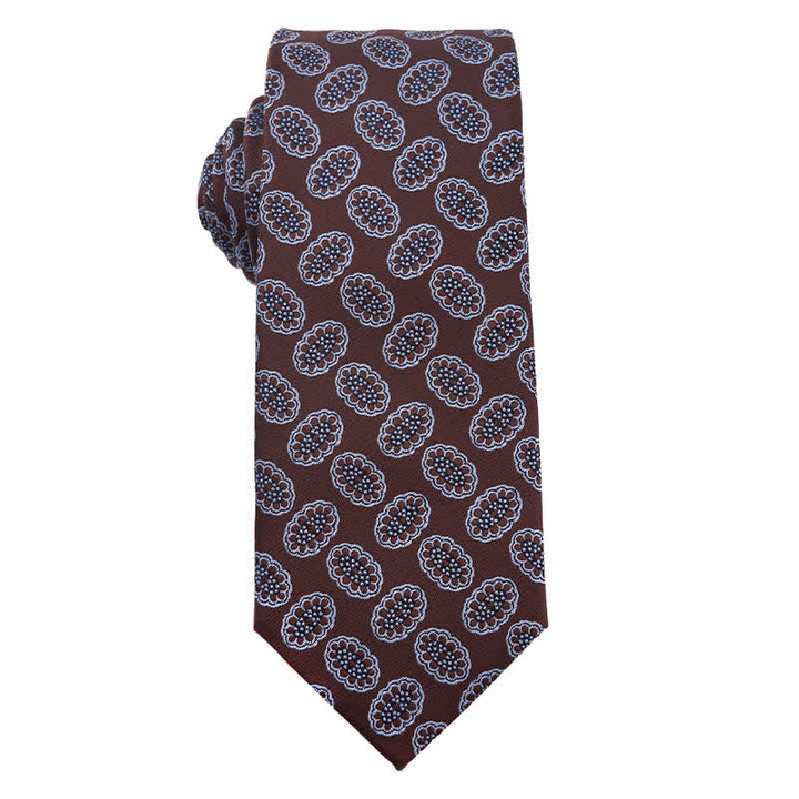 Cravatta a righe Paisley serie marrone caffè da uomo - Stile n. 2 - image 3