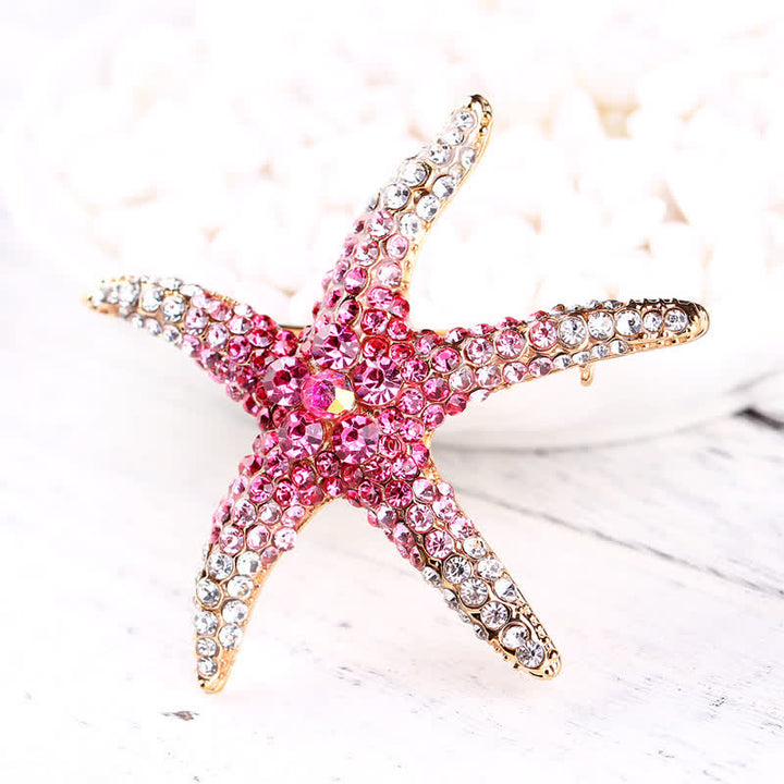 Spilla da donna con strass e stelle marine scintillanti - Rosa - image 1