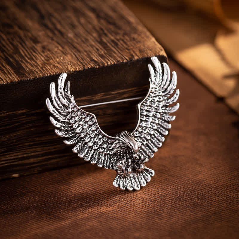 Spilla da uomo retrò con aquila che spiega le ali - Argento antico - image 5