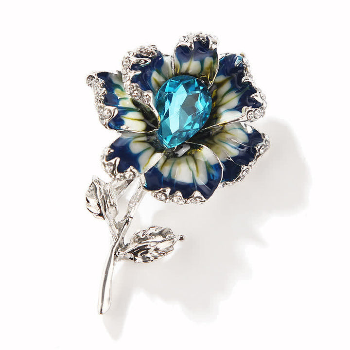 Spilla a forma di fiore in smalto di cristallo squisito da donna - Blu - image 6