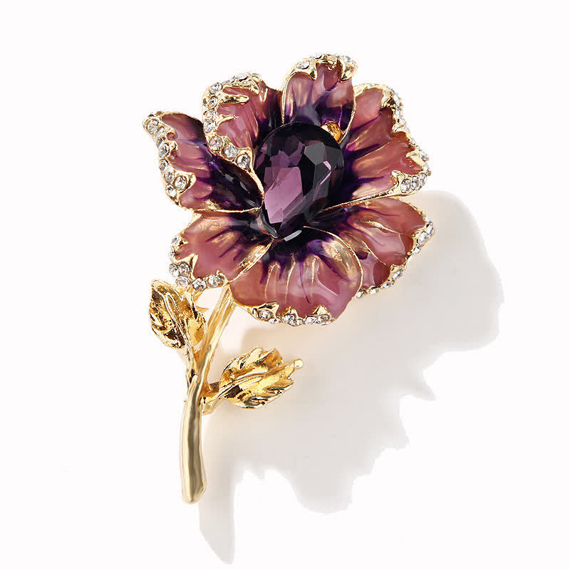 Spilla a forma di fiore in smalto di cristallo squisito da donna - Viola - image 0