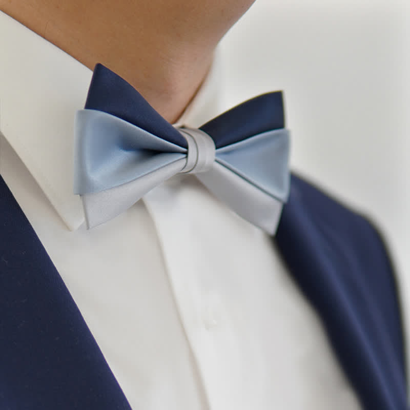 Papillon a contrasto blu navy grigio da uomo in tre colori - image 1