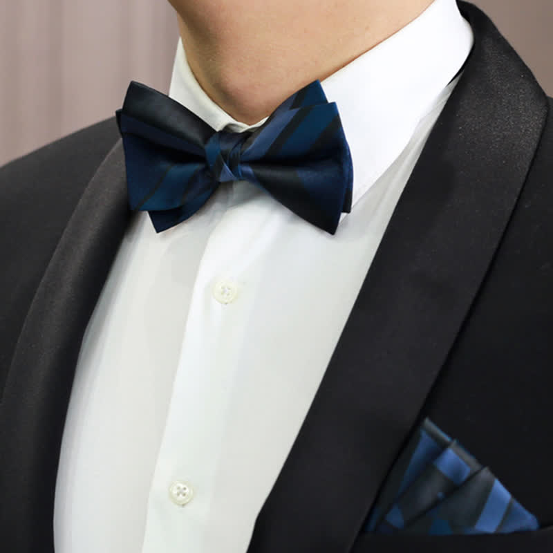 Papillon da uomo con motivo a righe blu acciaio Noble Navy - image 0